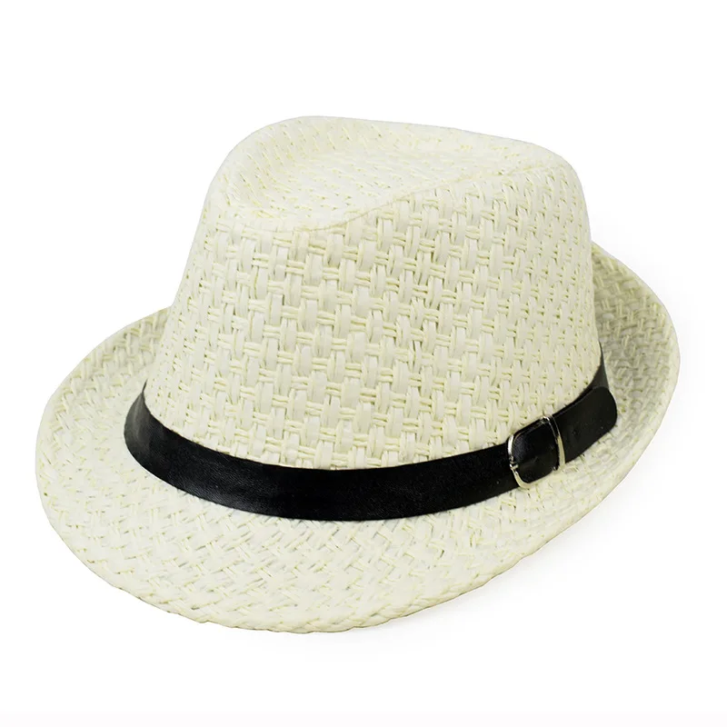 Summer Men\'s Belt Jazz Hat Gentleman Top Hat Straw Hat Fashion Sunshade Beach Hats