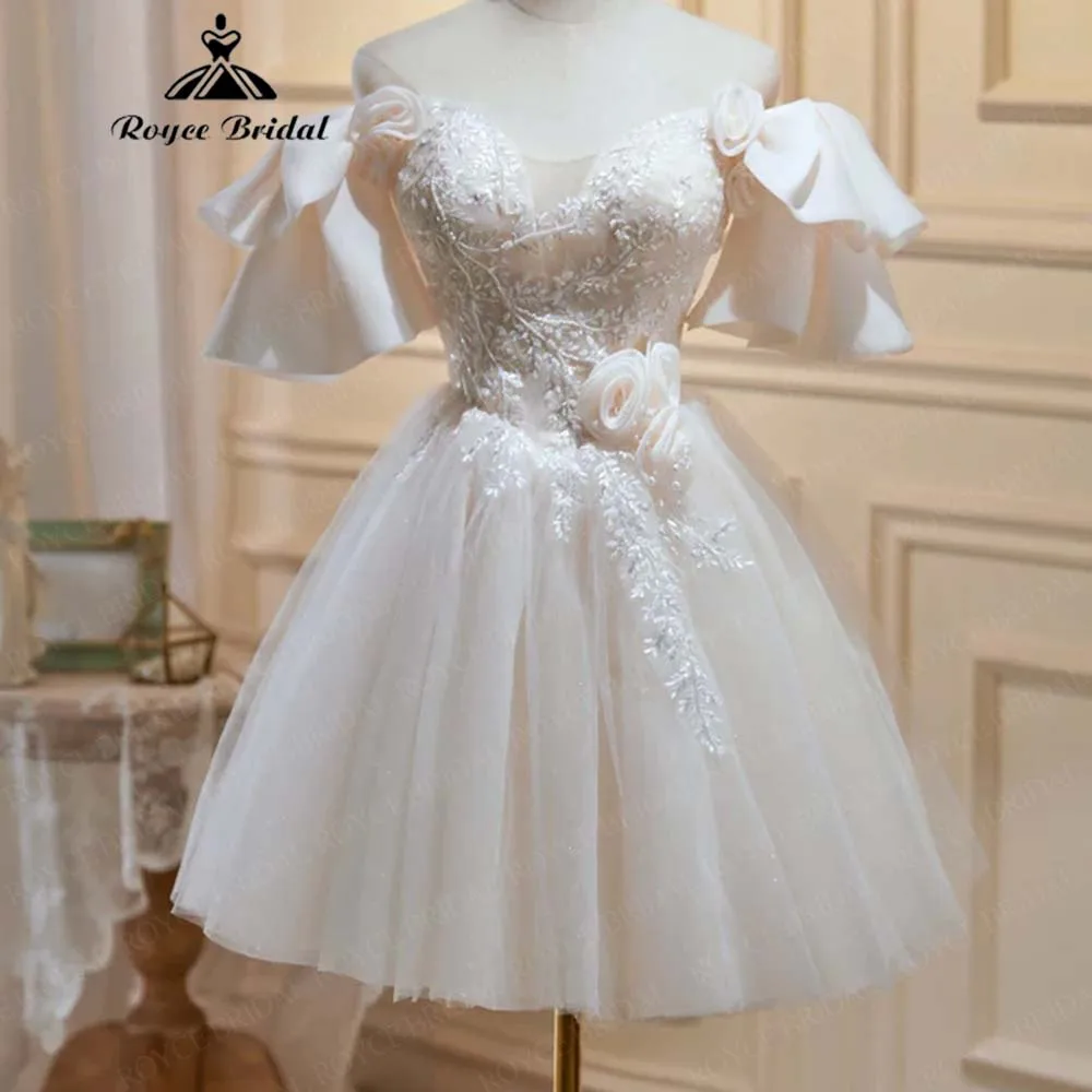 

Charming Lace Embroidery Flowers Short Homecoming Dress Off-The-Shoulder Puffy Skirt Birthday Dress Vestido De Fiesta Customized