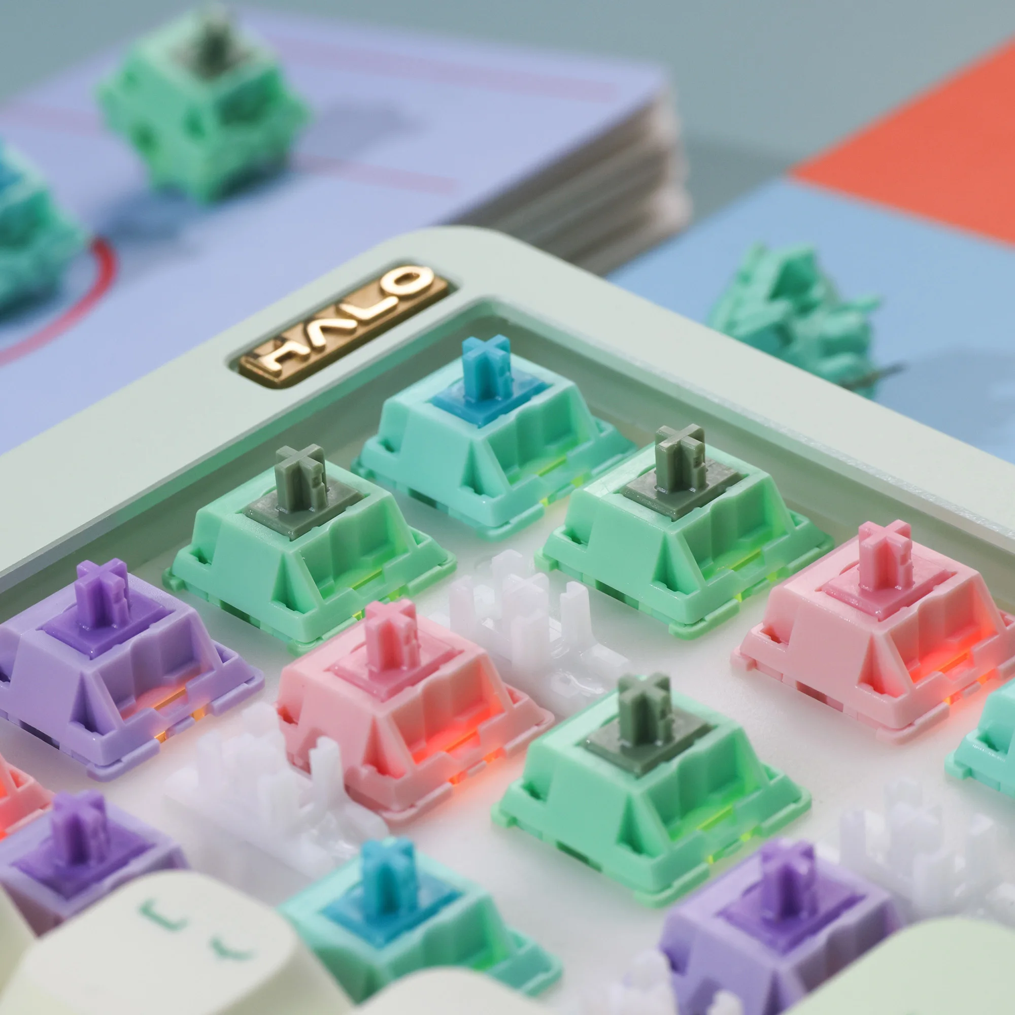 Imagem -01 - Zuoce Macaron Linear mx Stem Switch para Teclado Mecânico de Jogos Fibra de Vidro pc Pa66 Pom Long Spring Lubed 42g 47g zuoce macaron linear mx stem switch para teclado mecanico de jogos fibra de vidro pc pa66 pom long spring lubed 42g 47g 01