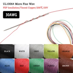 30AWG UL10064 PTFE Wire 5~500m Ultra Fine Micro Litz Insulation Tinned Copper Wire Plastic Solder High Conductivity Copper Cable