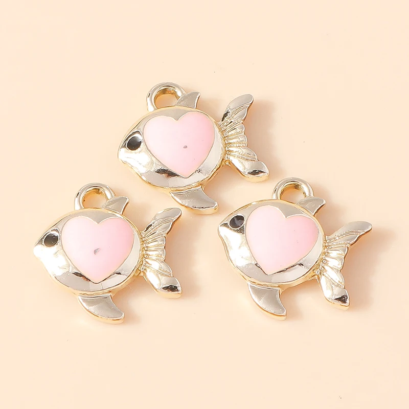 Leslie 10 Stück neue Cartoon bunte Herz Goldfisch Clown Fisch Charms Anhänger für Schlüsselanhänger Ohrringe DIY Schmuckherstellung Zubehör – Detail 11