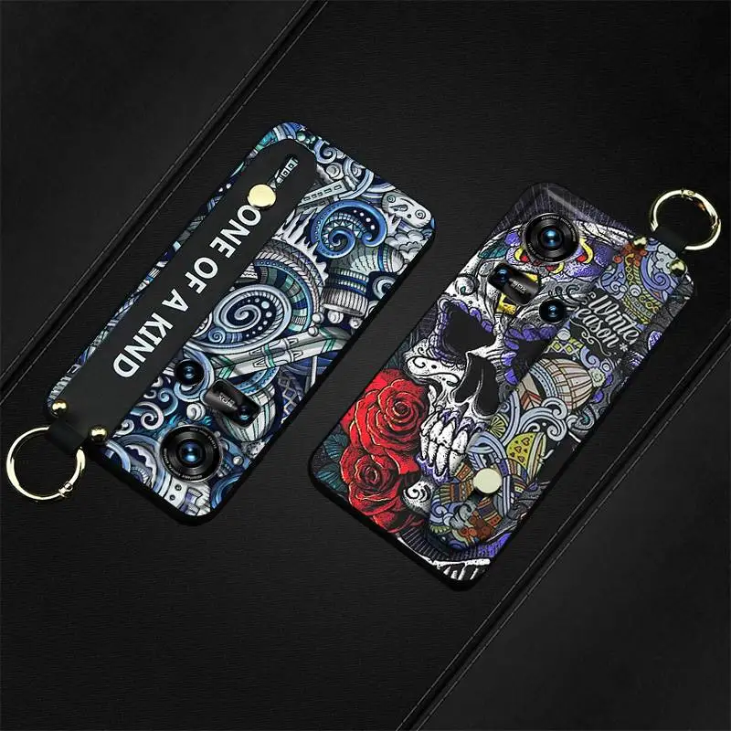 

Waterproof Shockproof Phone Case For ZTE Nubia Z70 Ultra ring Fashion Design Anti-knock Wrist Strap Kickstand Anti-dust