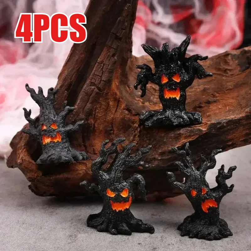 

4PCS Halloween Decoration Props Miniature Landscape Decorations Terrifying Atmosphere Mini Resin Decorations Halloween Demons