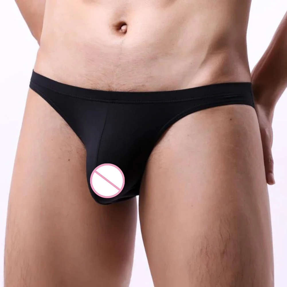 

Mens Sexy Underwear Low Waist Panties Comfortable Lingerie Male Breathable Trendy Ice Silk Briefs Sissy U Convex Pouch Trunks