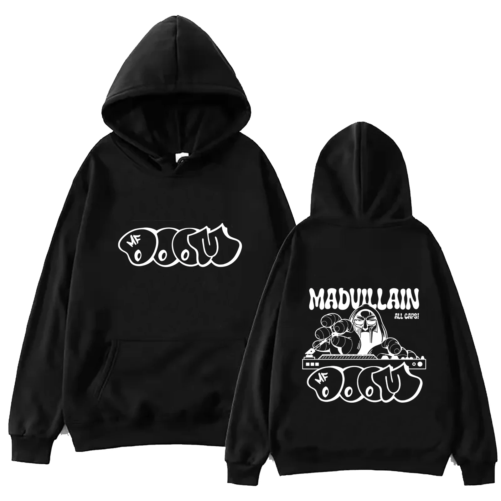 MF Doom Madvillainy All Caps 2024 Women and Man Music Fans Gift Long Sleeve Spring and Summer Casual Hoodie Printing