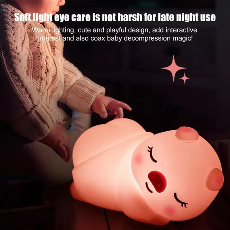

F-3C Night Light For Kids Bedside Nightstand Lights Bedside Lights For Bedroom Touch Led Animal Lights Rechargeable Sleeping