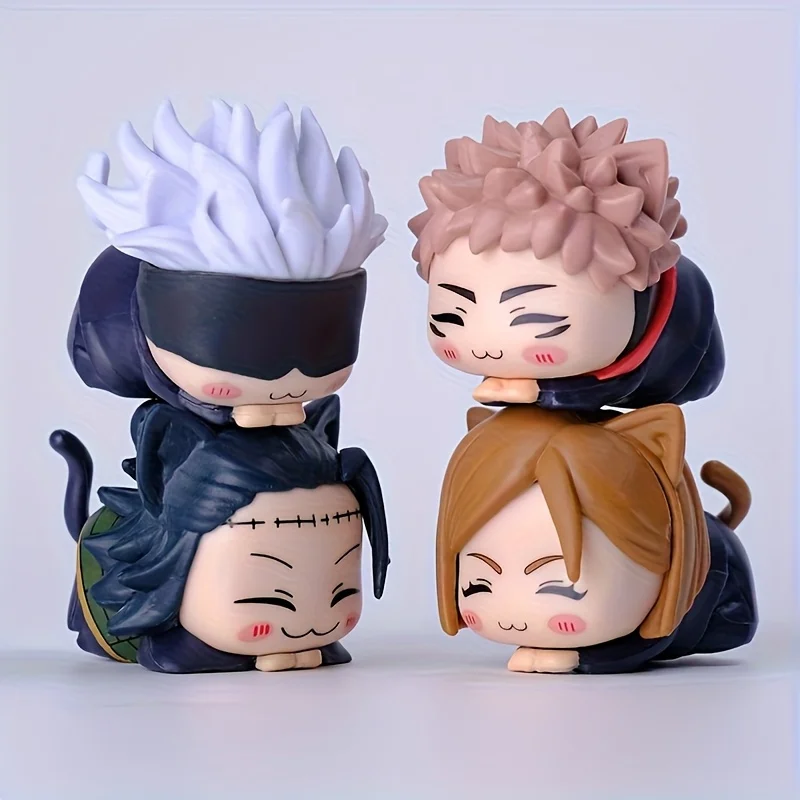 4 popular chibi anime character sleeping figurine ornaments for fans' collection, perfect Christmas and Halloween gifts