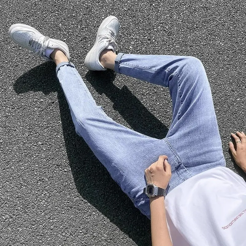 Summer Thin 2025 New Deimn Jeans Men's Slim-fitting Pants Korean Casual Pants Fashion Spring and Summer Jeans Men's Luxury New