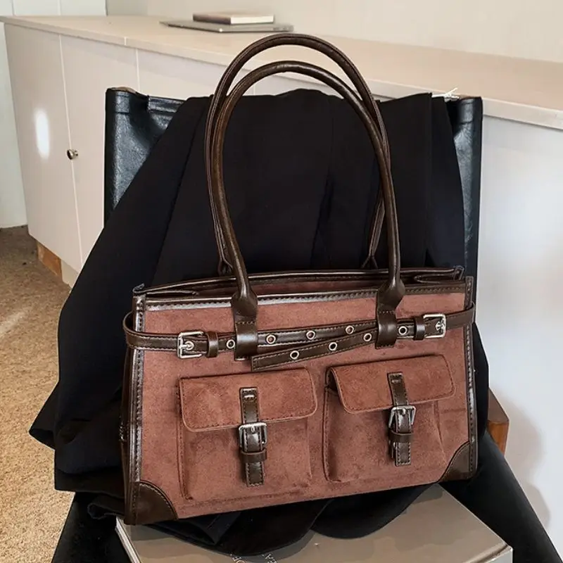 

Модная замшевая посылка, женская зима 2025 года, новая популярная большая сумка, сумки на плечо, большая вместительная сумка