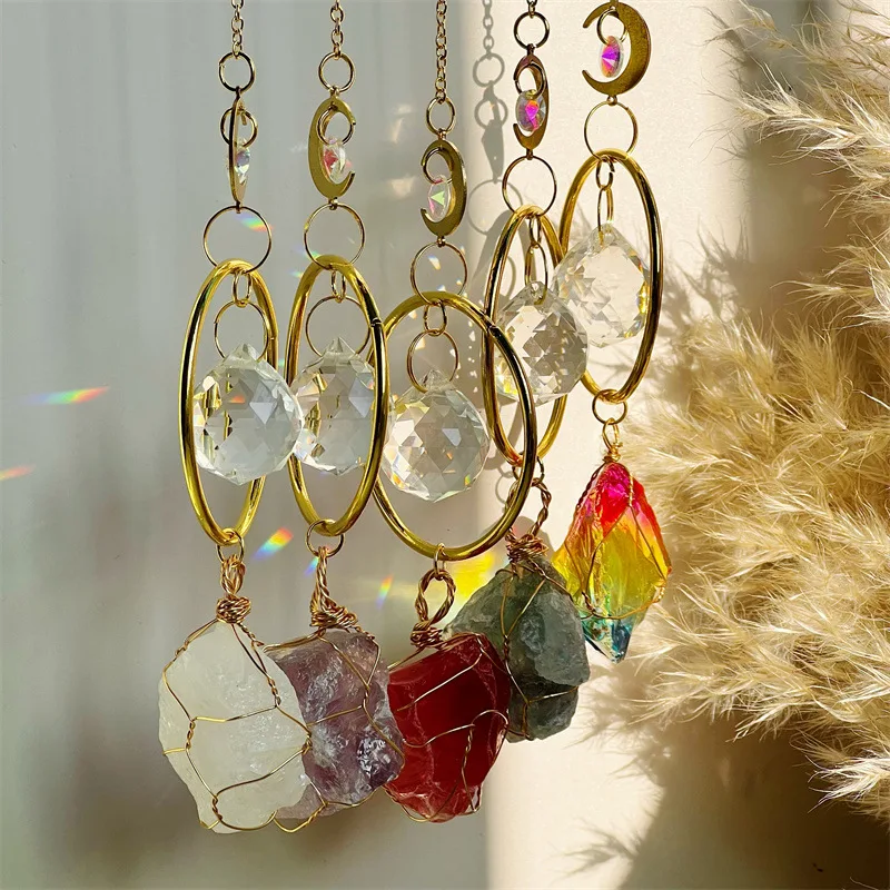 Healing Stones Suncatcher Crystal Prisms Suncatchers for Window Kitchen Garden Patio Backyard Decoration Birthday Gifts Women