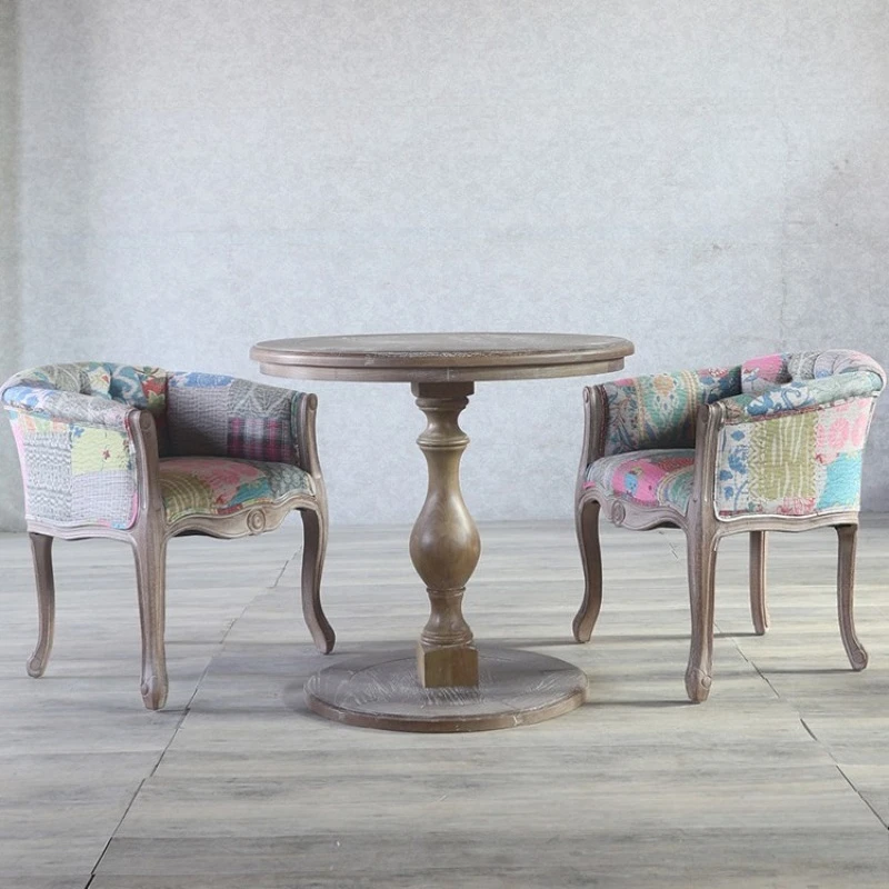 European solid wood backrest dining chair surrounding chair, coffee shop club sales office reception negotiation chair
