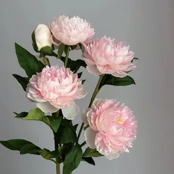 Beautiful Artificial 3 Heads Peony Flowers long branch For Home Wedding Tabel Christmas Decoration 75cm Fake Flower Room Decor