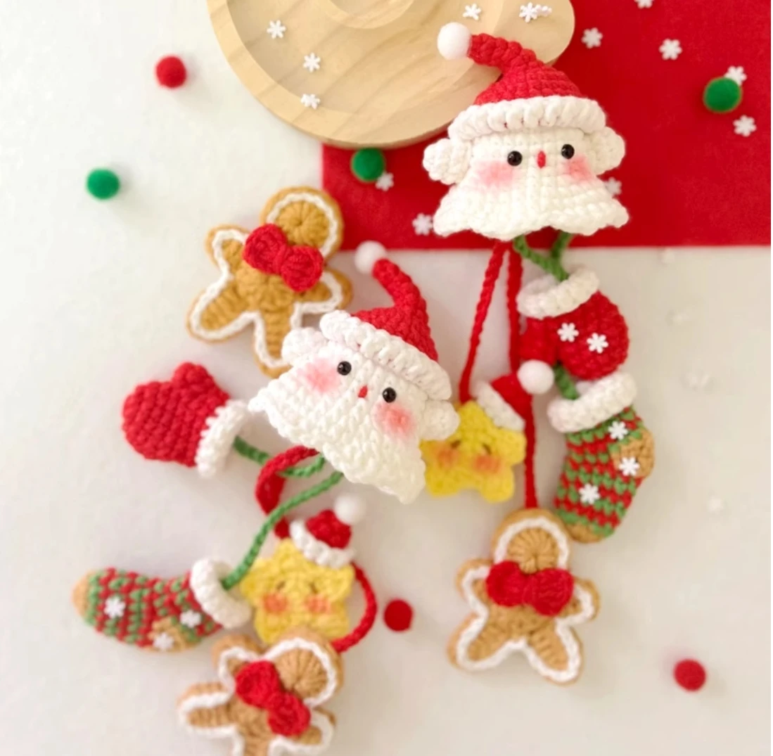 

DIY hand-knitted God of Wealth Little Ghost Doll Pendant Wool Material Pack New Year Keychain Christmas Gift