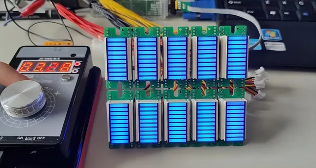Wskaźnik poziomu baterii 10seg LED moduł wyświetlacza bargrafu, zasilacz DC12V, sygnał wejściowy 0-5V, niebieski