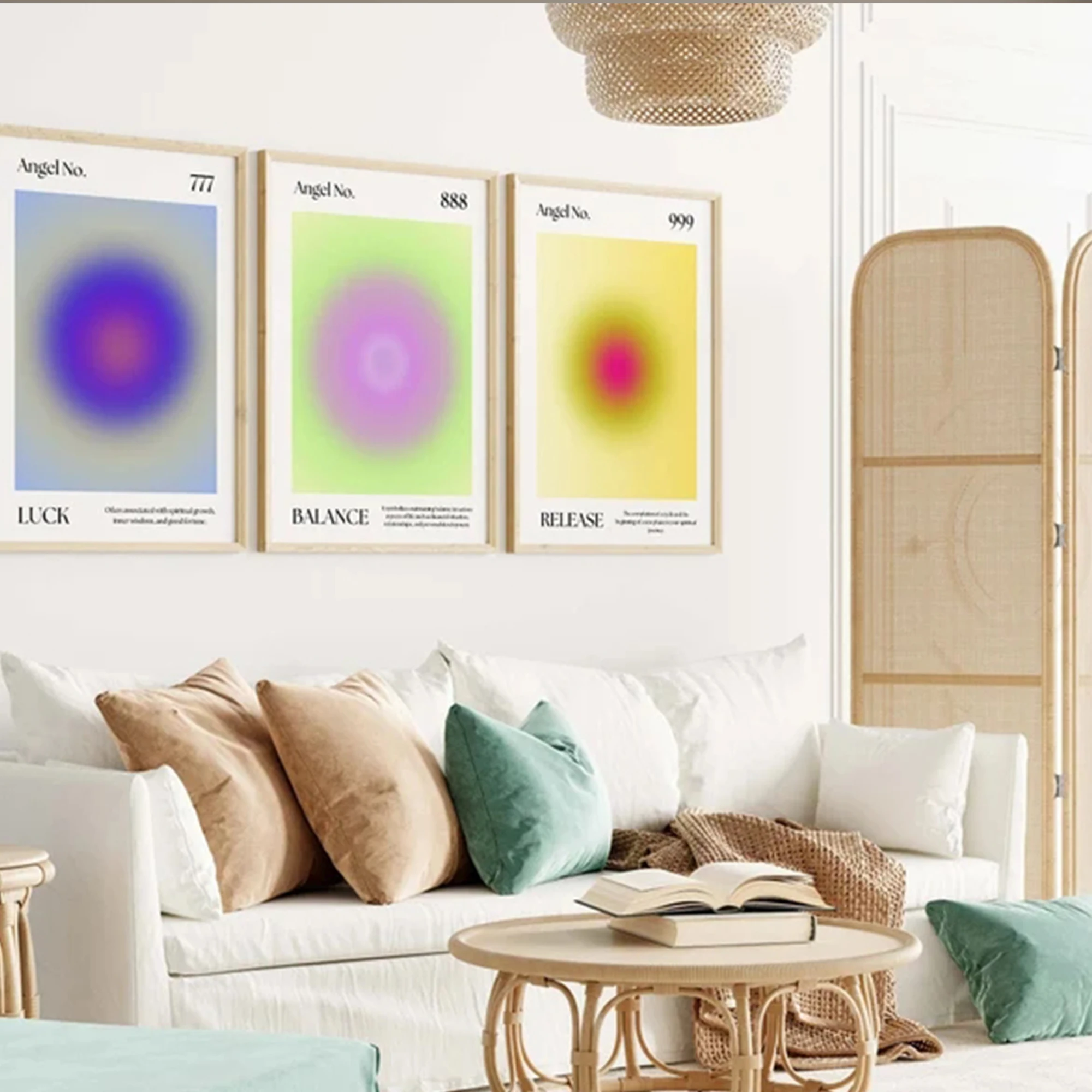 3pcs Modern Bright‑Colored Gradient Circles Wall Art Print Canvas Painting Poster Picture For Living Room,Bedroom Home Decor