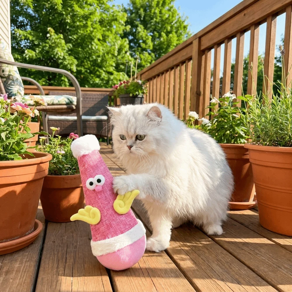 Chicken Shaped Cat Tumbler Wobbler Cartoon Vertical Cat Teaser Scratch Resistant Bite-resistant Self-Balancing Cat