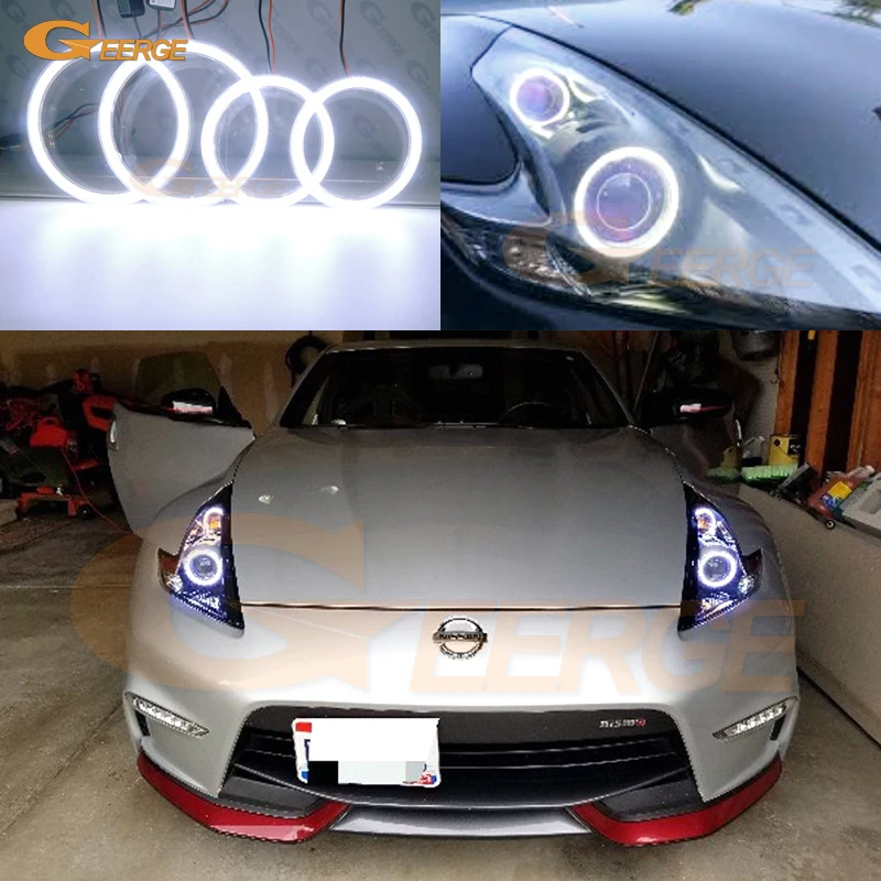 

Для Nissan 370Z 370 Z Z34 Fairlady 2009-2020 дневной свет отличный ультра яркий COB светодиодный комплект с ангельскими глазами Halo Rings