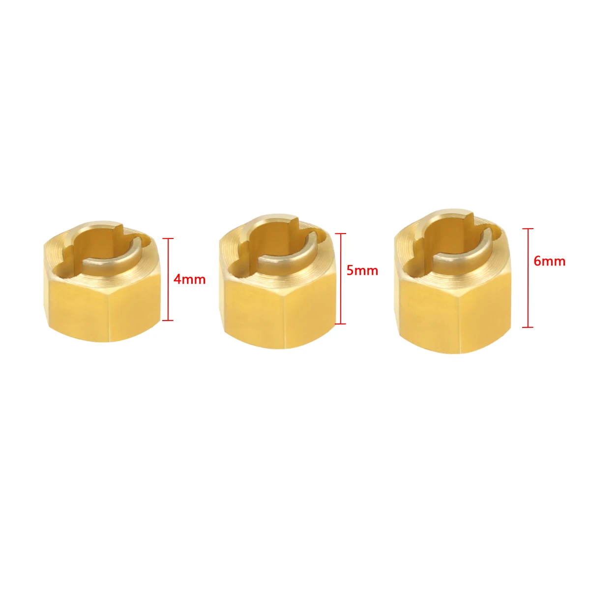 Mosiężny przedłużacz piasta sześciokątna koła Adapter 4mm 5mm 6mm grubości dla 1/18 zdalnie sterowany samochód gąsienicowy TRX4M Bronco sześciokątny