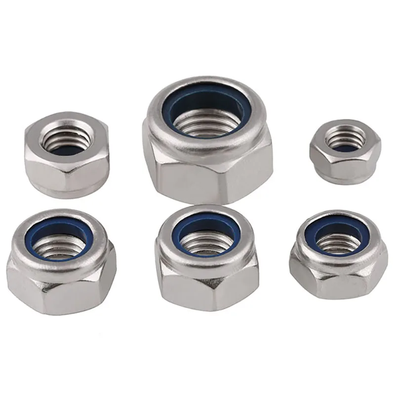 M2 -M10 M12 M14 M16 M18 M20 M22 M24 304 Stainless Steel Nylon-Insert Locknuts Self-locking Hex Nut  Locknut Slip Lock Nut