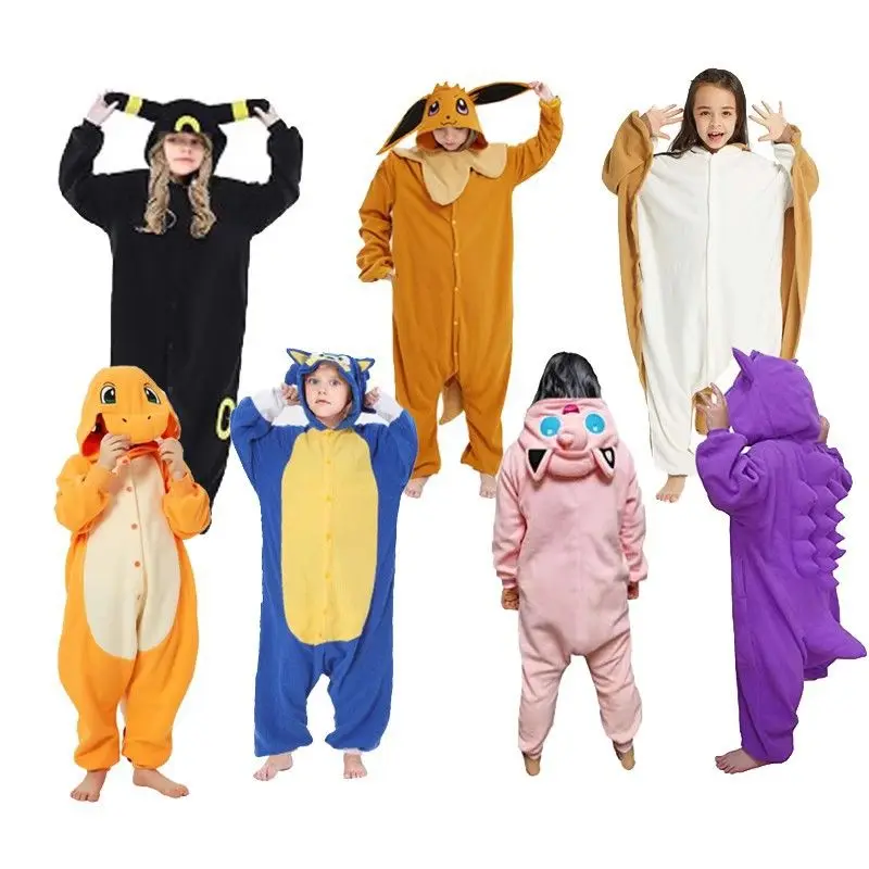 Pokemon Kigurumi Onesie Pajama Pikachu Squirtle Psyduck Gengar Hooded Fleece Jumpsuit Cosplay Costume Warm Home Sleepwear Outfit