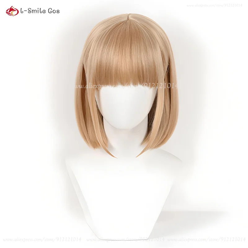 أنيمي تشيناتسو كانو هينا تشونو شعر مستعار تأثيري الكتان البني/الوردي شعر مستعار قصير تأثيري أنيمي شعر مستعار تأثيري مقاومة للحرارة الشعر الاصطناعية