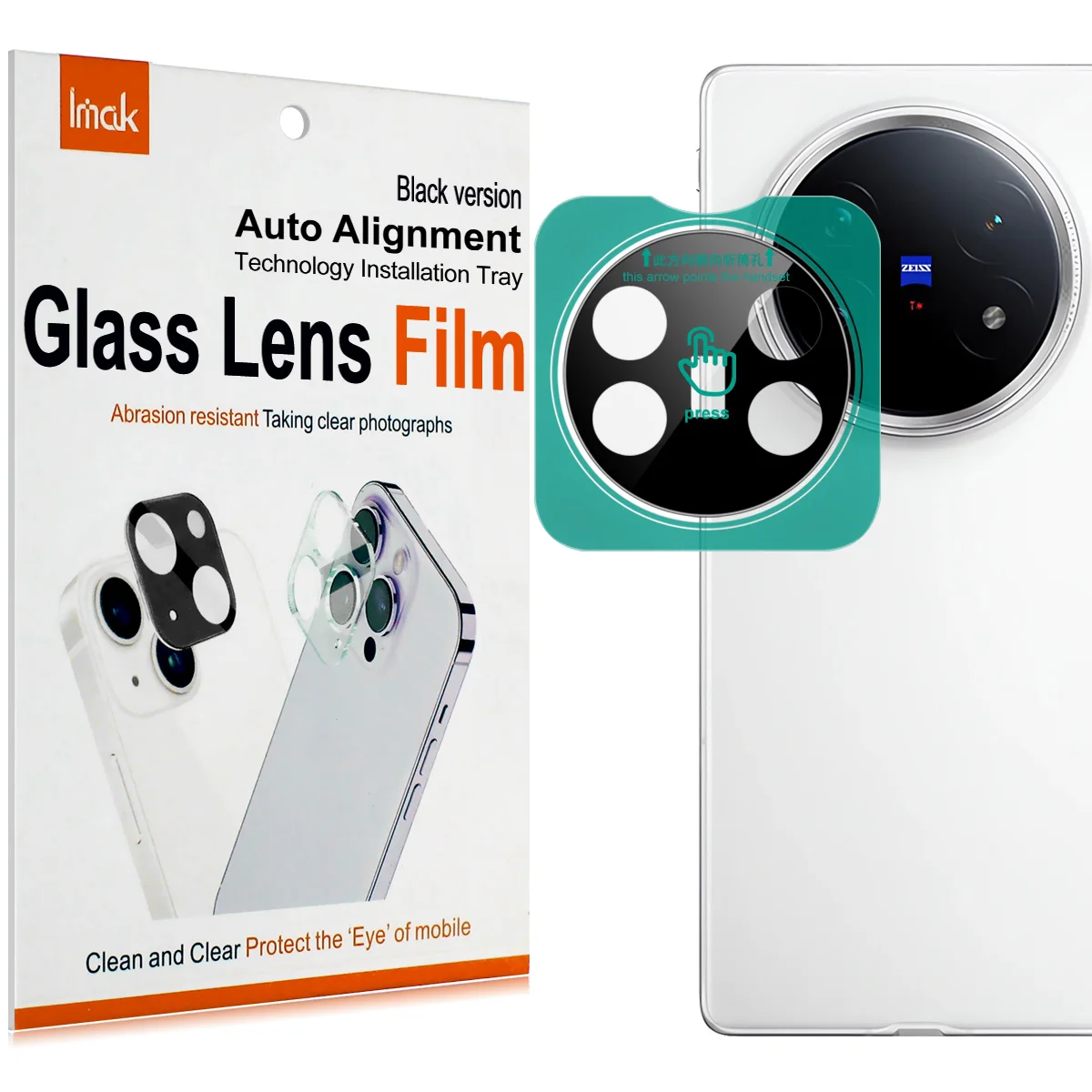 

For Vivo X Fold5 5G Lens Glass IMAK Black Glass Lens Film with Tool