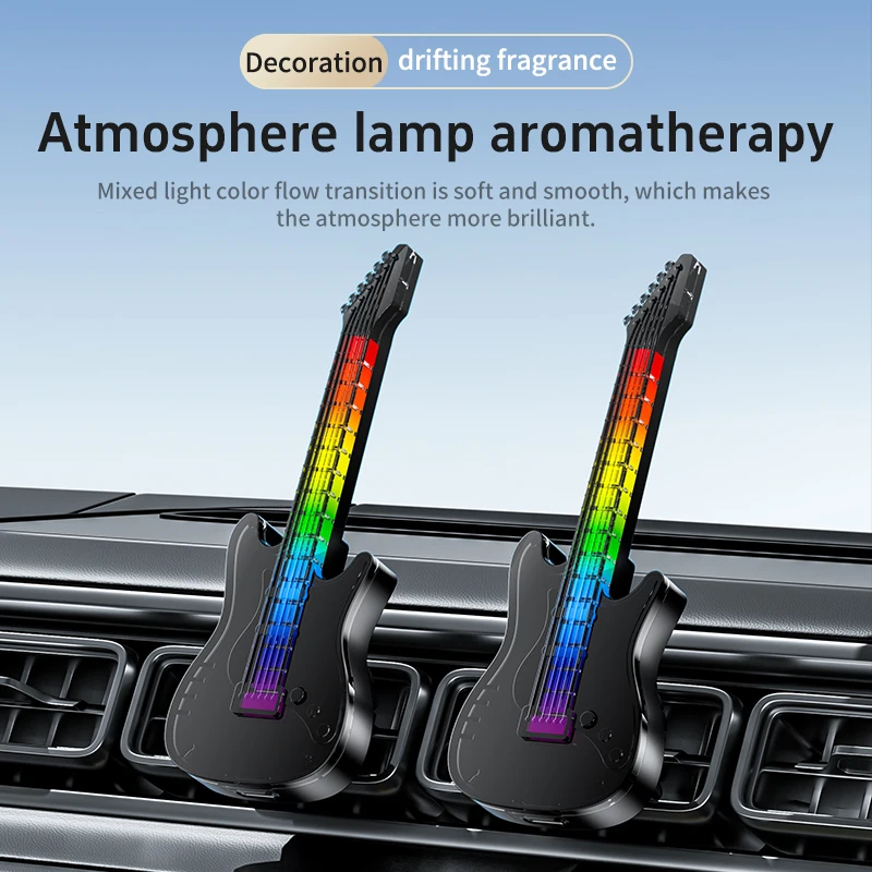 

Car mounted air outlet aroma guitar fragrance perfume music LED atmosphere light decorative seat