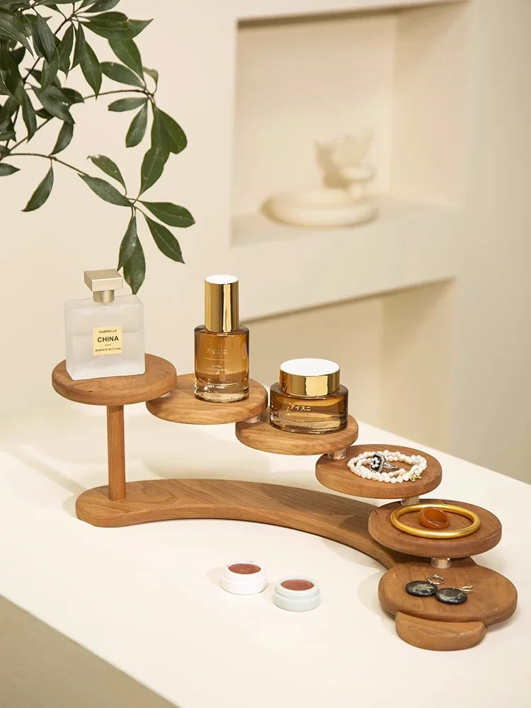 

Деревянная настольная полка для хранения суккулентной косметики для рукоделия, многослойная витрина, держатель для парфюмерии, средств по уходу за кожей