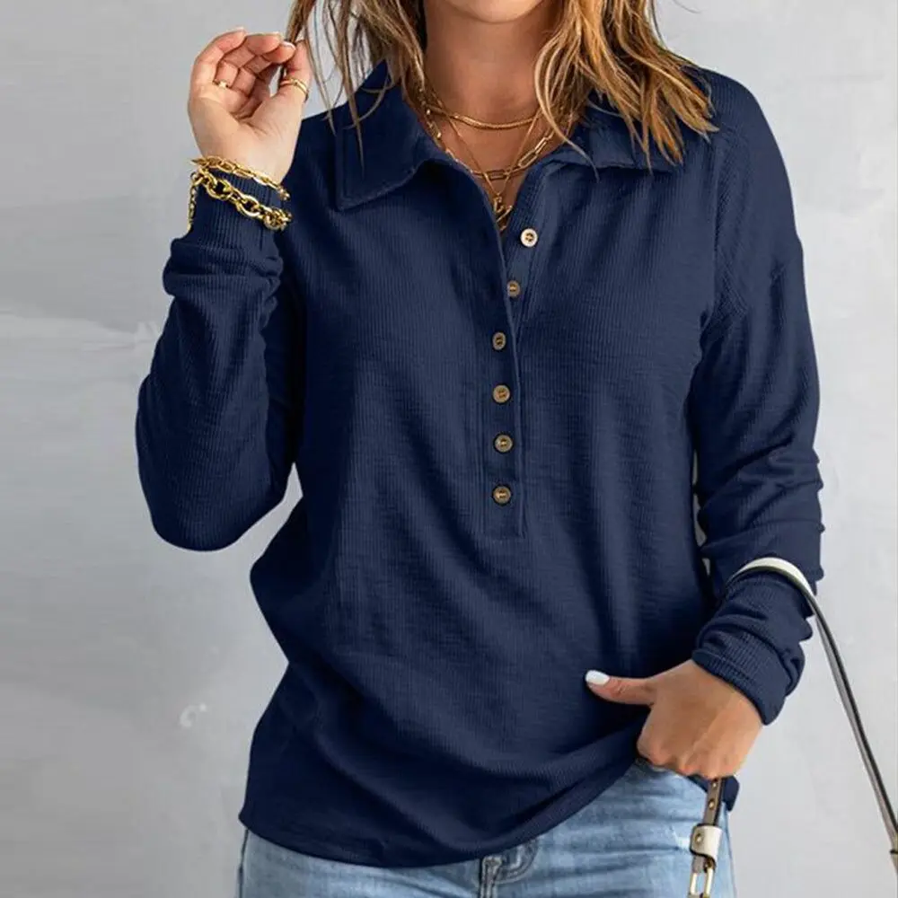 Autumn and winter long -sleeved shirt Woman loose casual women shirt temperament lapel shirt elegant top woman