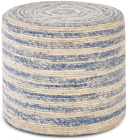 

18'' Ottoman Pouf, Natural Braided Poof, Rustic Handweave Lounge Pouffe, Footrest Stool for Bedroom, Accent Table or Se Cow