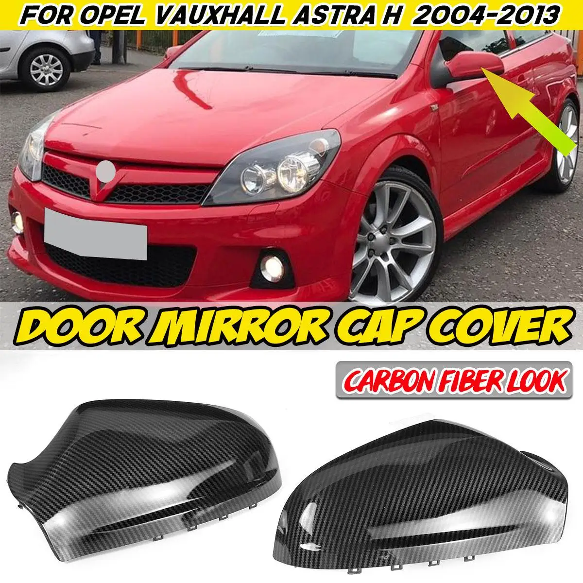 Carbon Fiber Look 2x Car Side Door Wing Rear View Mirror Cover Rearview Mirror Cover For Opel For Vauxhall For Astra H 2004-2013