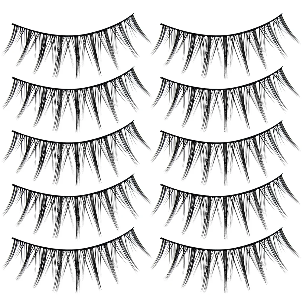

10 Pairs False Eyelashes Light Weight Fiber Easy Use Reusable Short Pack Individual for Everyday