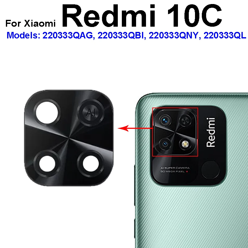 إطار زجاجي لعدسة الكاميرا الخلفية لهاتف Xiaomi Redmi 10 Prime 10 2020 10C 10A 5G غطاء عدسة زجاجية للكاميرا الخلفية مع أجزاء لاصقة #6