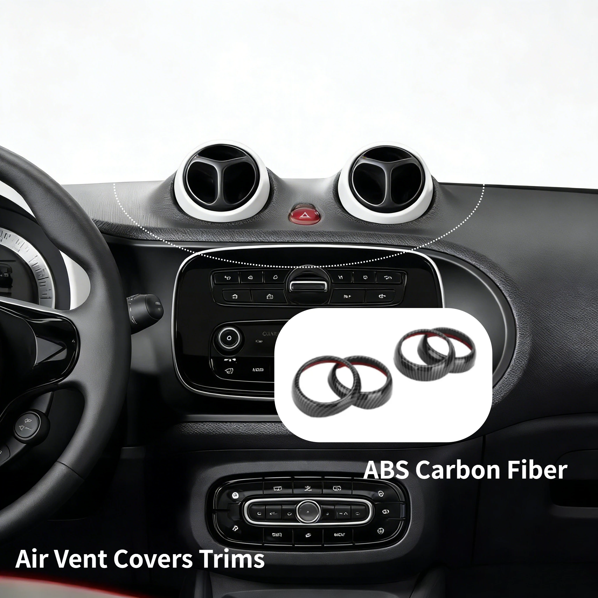 

1PCS Interior Mouldings For Mercedes-Benz Smart Fortwo/For four 453 2015-2021 Car Air Vent Covers Trims ABS Carbon Fiber