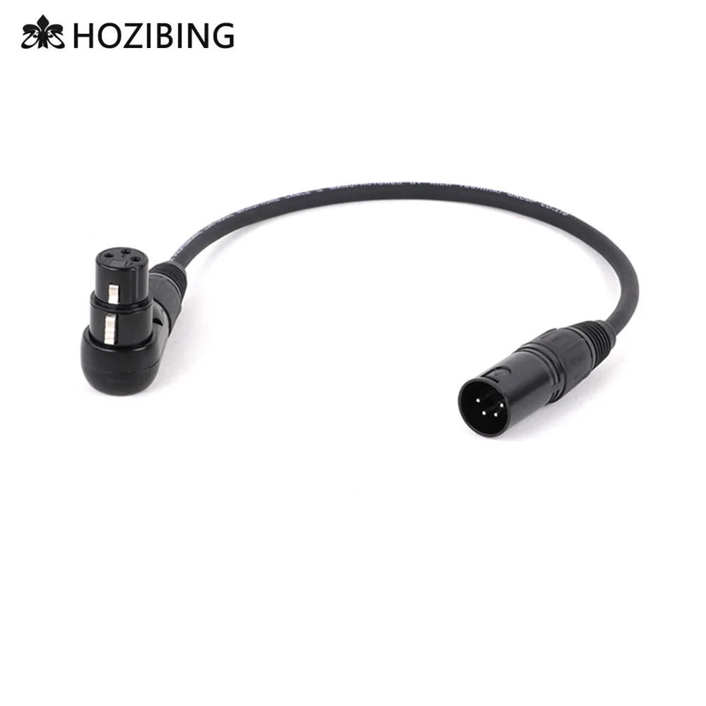 

XLR Cable Right Angle 3Pin XLR Female to Straight 4Pin Male Plug Shielded Extension Cord Balanced MIC Audio Headphone Adapter