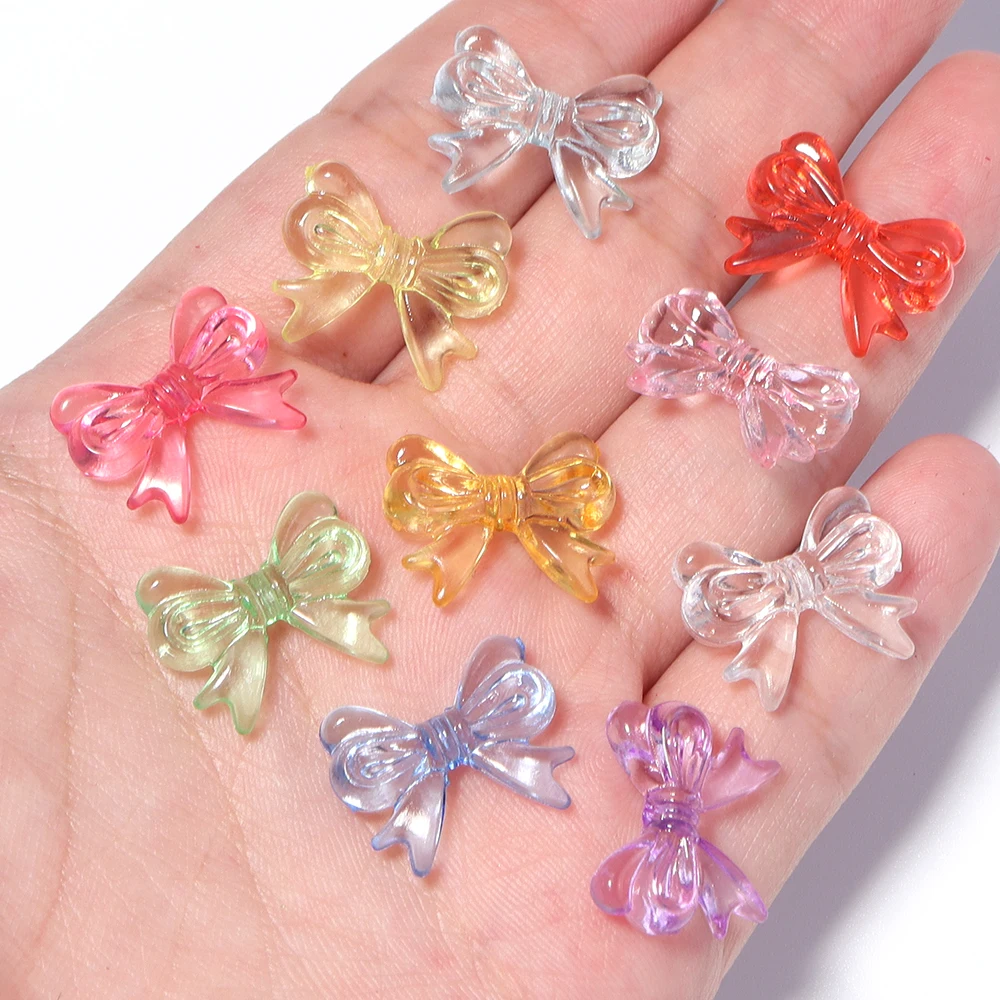 100 Stück/Los 14x18mm Bunte Transparente Schleifen-Acrylperlen Lose Abstandshalterperlen DIY Schmuckherstellung Ohrringe Schlüsselanhänger Zubehör – Detail 5