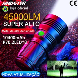 Most Powerful LED Flashlight 45000 Lumens Super Bright USB-C Rechargeable Tactical Torch Self-defense Accessory Survival Gear