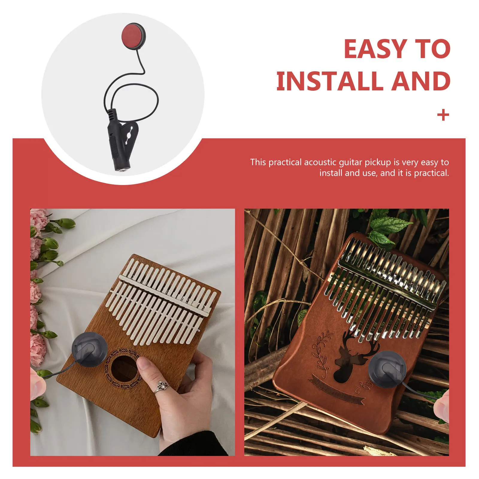 Folk Guitar Pickup Multipurpose Acoustic Instrument Self-Adhesive Sound Hole Pickup Easy Install Clear Crisp Sound Guitar