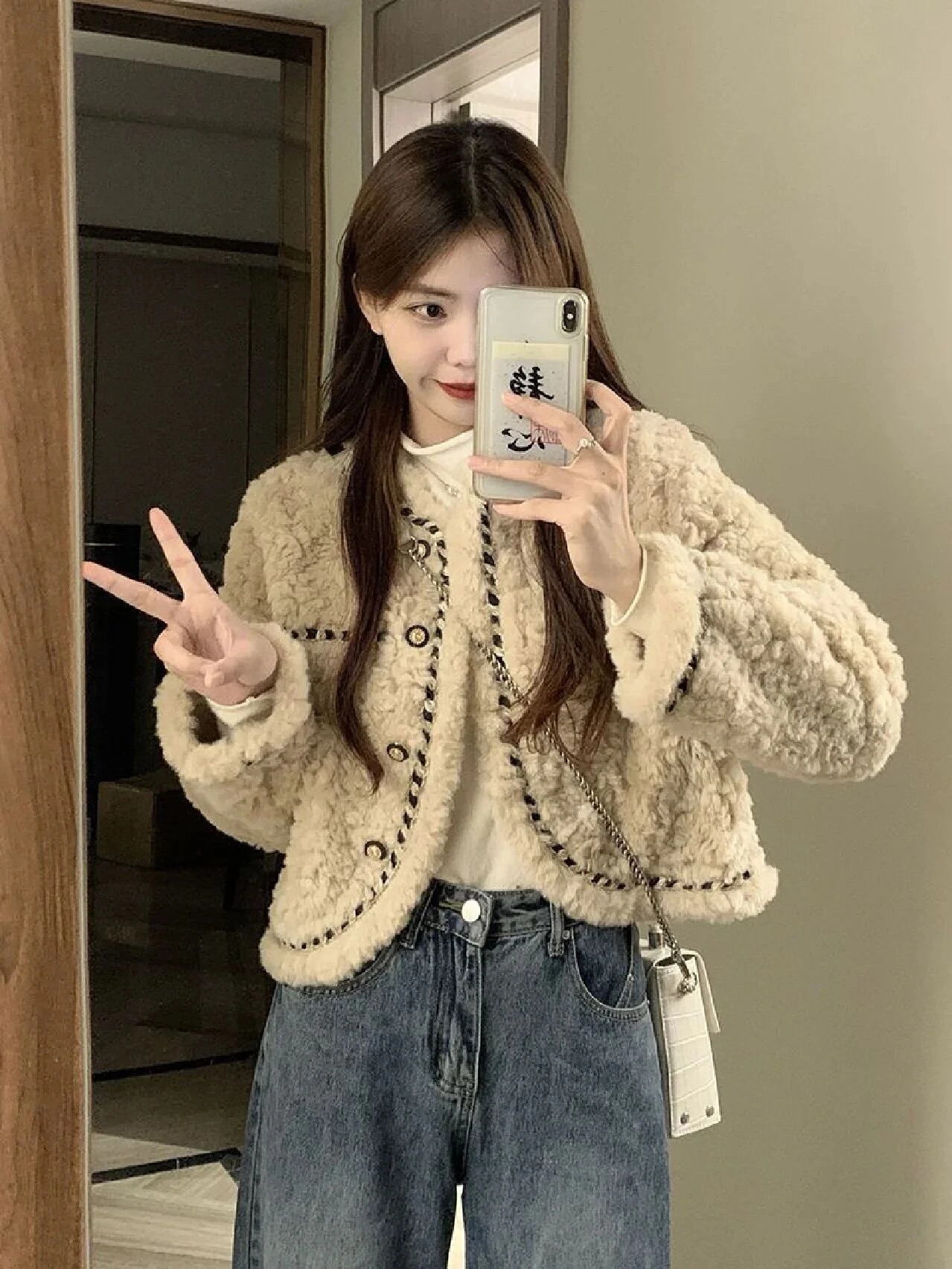 

Lamb Fur Jaet Women's ort Sle Autumn Winter New Arrival Small Size High End Feel Fraance Sle Cotton Coat