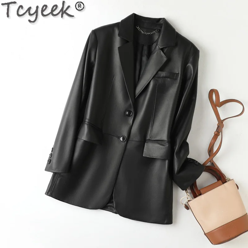 Tcyeek Genuine Leather Jacket Women 2024 New Style Leather Coat Womens Suit Jackets Natural Sheepskin Coat Spring Autumn Clothes