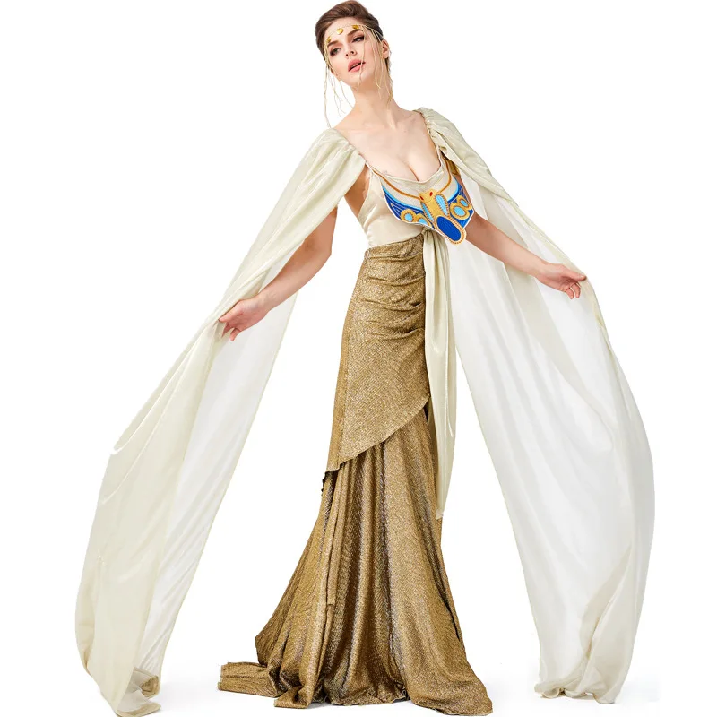 Ancient Egypt Cleopatra Modern Drama Sexy Cosplay Costume Gorgeous long Dress Halloween Woman