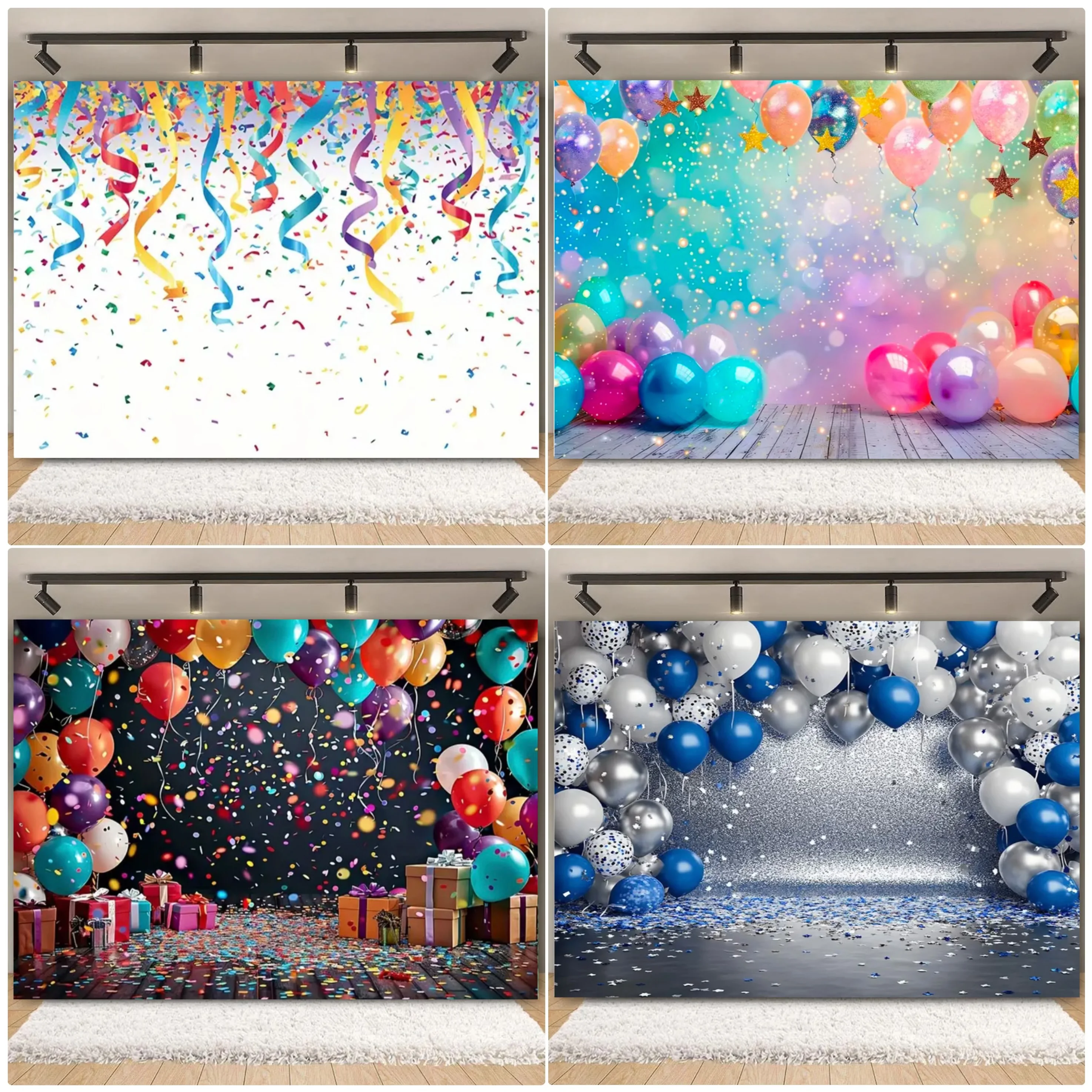 Colorful Balloons Dot Light Birthday Party Background Newborn Baby Shower Custom Photography Backdrop Props Adults kids Gifts