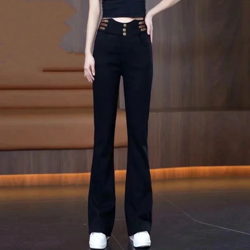 

Women's Fleece Lined Flare Pants High Waist Stretch Slim Fit Winter Warm Fashion Casual Outerwear Horsehoe Trousers