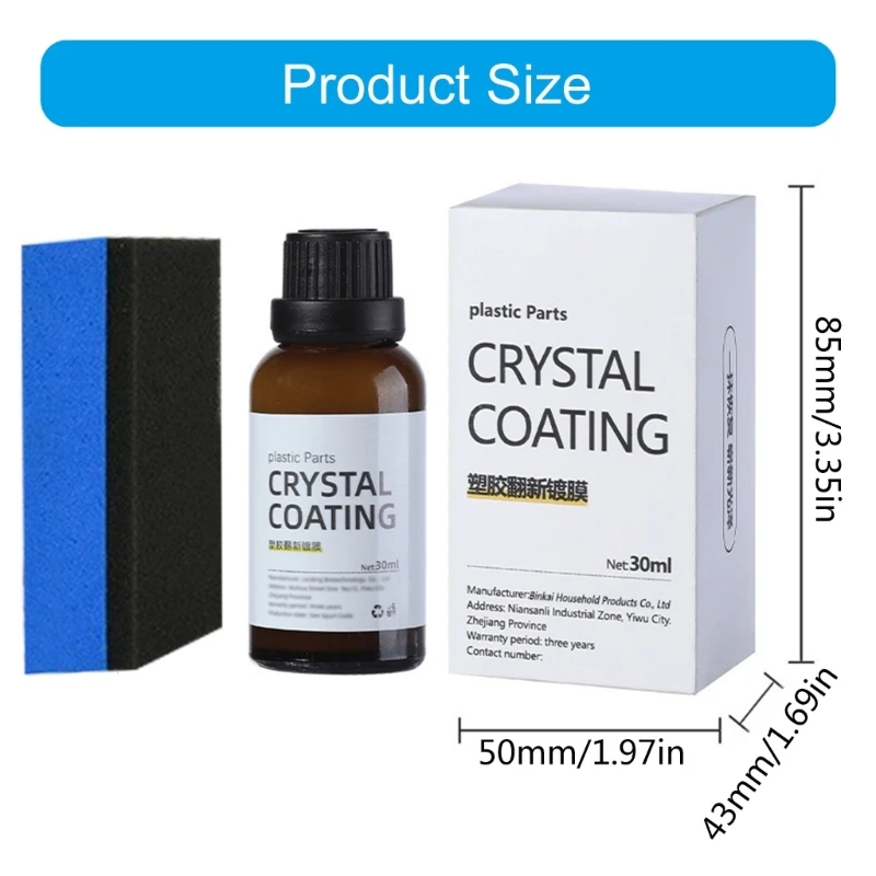 30ml Revitalizing Coating Agent Plastic Crystal Coating Trim Plastic Parts Refurbish Agent Plastic Part Restorer