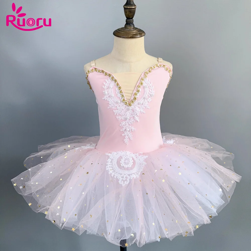 Ruoru Ballet Clothes Kids Adult Ballet Dress Rainbow Color Girls Children paillettes Ballet Tutu Performance Tutu gonne body