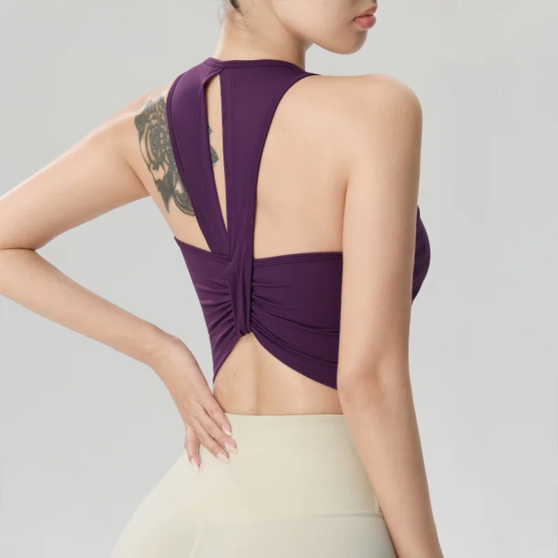 Integrated Fixed Chest Pad Running Vest Quick Dry Moisture Wicking Yoga Pilates Fitness Training Sports Vest Slim Fit Curve Vest
