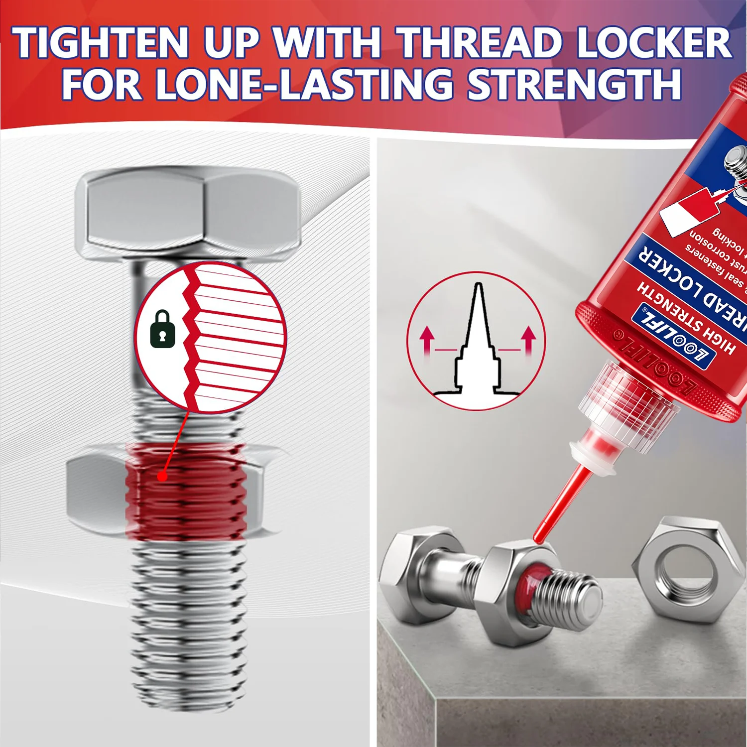 High Medium Strength Threadlocker 243 271 Bolt Anti-Loose Seal Glue Oil Heat Vibration Resistant Metal Thread Compound 50ML 10G