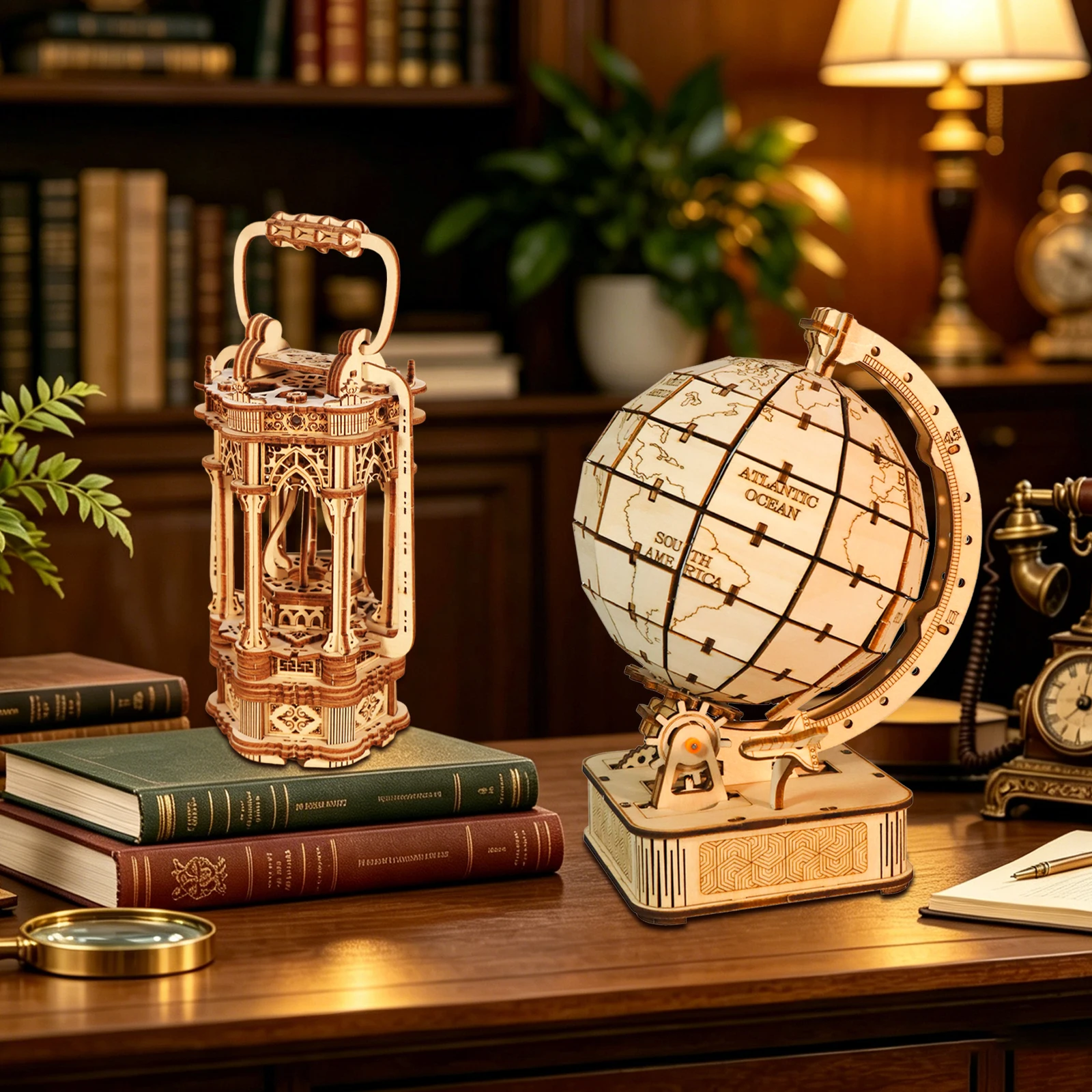 

2 шт. 3D деревянные пазлы-конструкторы: фонарь и глобус, наборы для самостоятельной сборки, ручная работа, для взрослых и подростков 14+, на Рождество