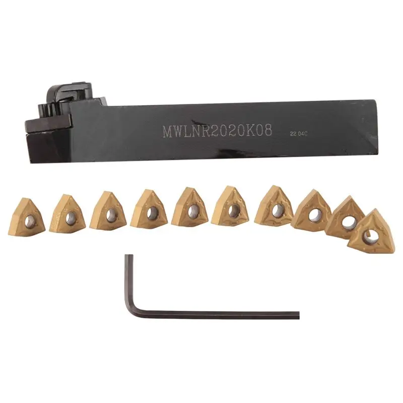 

Professional Set Of 20Mm Lathe Turning Tool Holder MWLNR2020K08 + 10 WNMG0804 Carbide Inserts