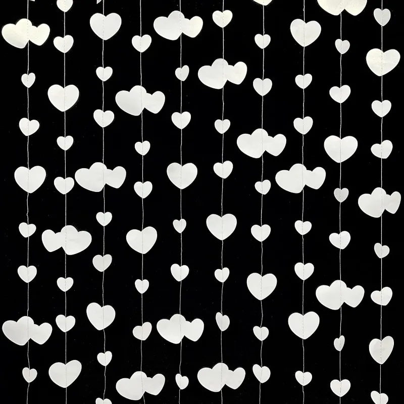 Weiße Hängende Herz-Girlande Liebesbanner Herz-Hintergrund für Hochzeit Valentinstag Galentinstag Geburtstag Party Dekoration